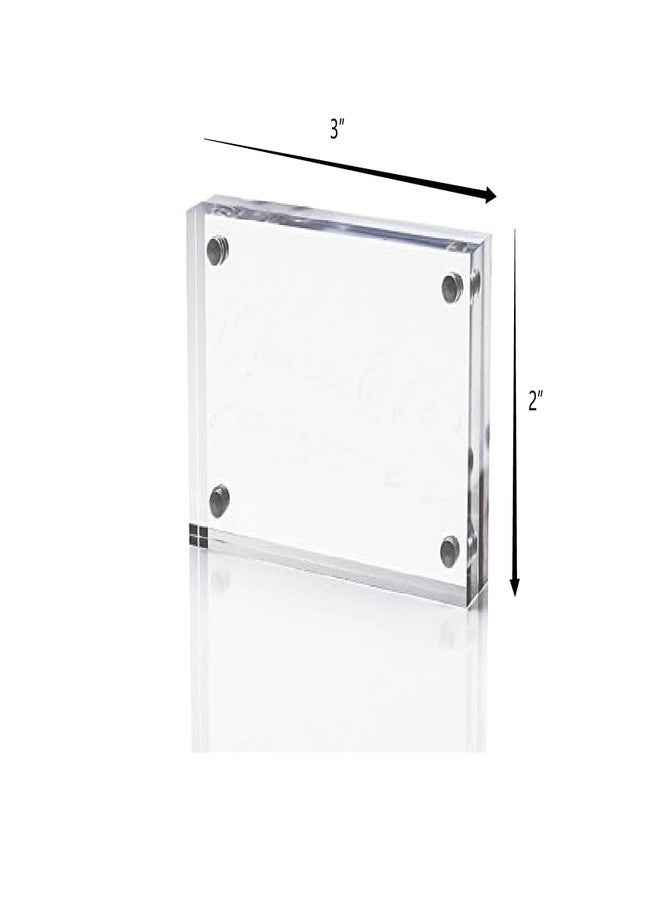 RY DISPLAY 2 Pack Clear Desktop Double Sided Magnetic Picture Display Acrylic Photo Frame (Clear, 2x3") - Image 2